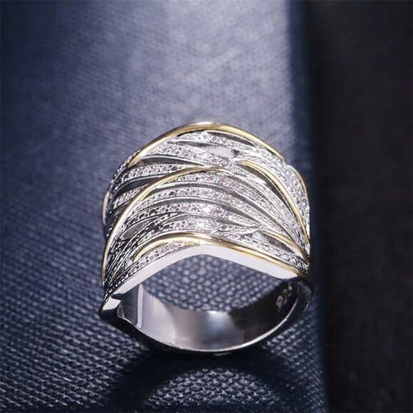 💍 Fashion Trendy Wave Stackable Rings for Women, EVGG1375 - Picture 10 of 15